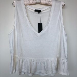 White V-Neck Ruffled Crop Top, Size XL